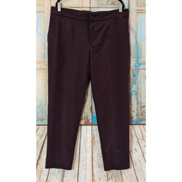 Mondetta Womens 14 Dark Purple Dress Pants Button Zip Straight Solid High Rise - Picture 2 of 9